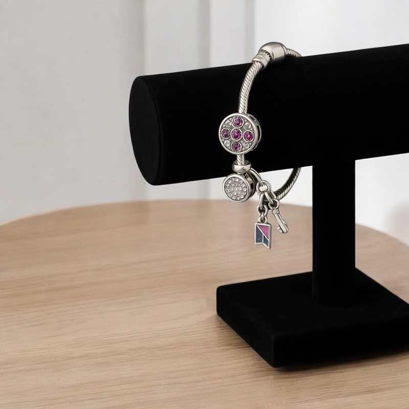 Purple Crystal Charm Bracelet